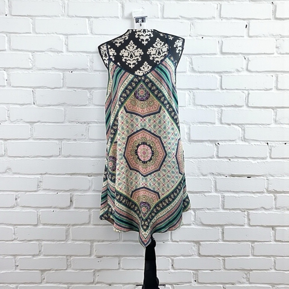 Boho B bop, green, navy pink floral tunic dress extra large​​